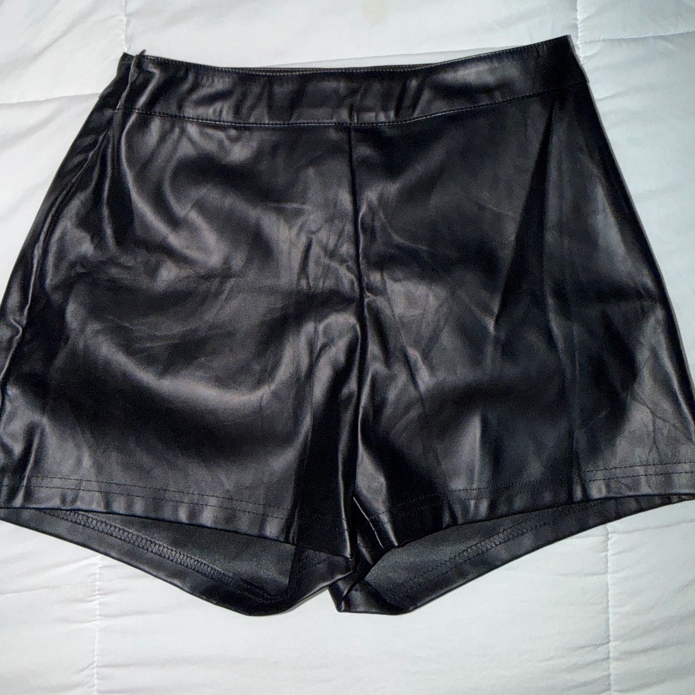 Black Leather Women's Shorts
